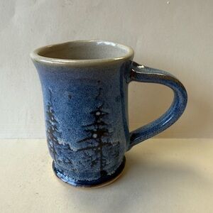 Duluth Pack Minn Pottery Ceramic Coffee Cup Mug Deer Pine Trees Winter Scene